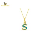 14K Solid Gold S Letter Necklace