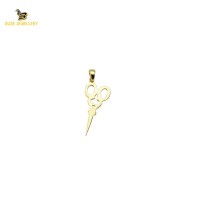 14K Solid Gold Scissors Charm Pendant