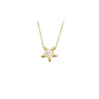 14K Solid Gold Solitaire Necklace