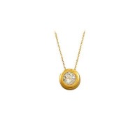 14K Solid Gold Solitaire Necklace