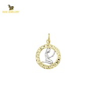 14K Solid Gold Spike Charm Pendant