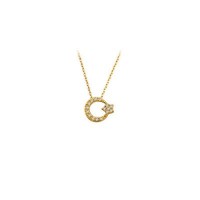 14K Solid Gold Star And Crescent Necklace