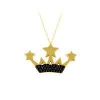 14K Solid Gold Star Crown Necklace