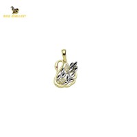 14K Solid Gold Stork Charm Pendant