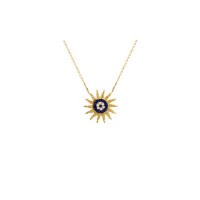 14K Solid Gold Sun Necklace