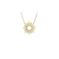 14K Solid Gold Sun Necklace
