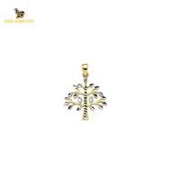 14K Solid Gold Tree Charm Pendant