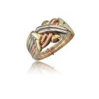 14K Solid Gold Tri Color 6 Band Puzzle Ring