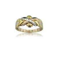 14K Solid Gold Tri Color 4 Band Puzzle Ring