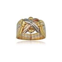 14K Solid Gold Tri Color 8 Band Puzzle Ring