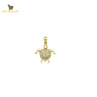 14K Solid Gold Turtle Charm Pendant