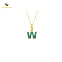 14K Solid Gold W Letter Necklace