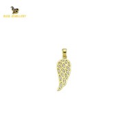 14K Solid Gold Wing Charm Pendant