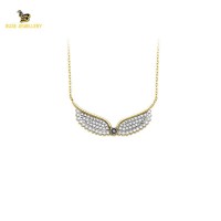 14K Solid Gold Wing Necklace