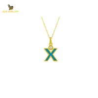 14K Solid Gold X Letter Necklace