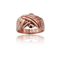 14K Solid Rose Gold 6 Band Puzzle Ring