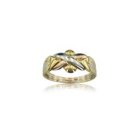 14K Solid Tri Color Gold 4 Band Puzzle Wedding Band Ring
