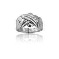 14K Solid White Gold 6 Band Puzzle Ring