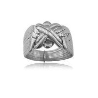 14K Solid White Gold 8 Band Puzzle Ring