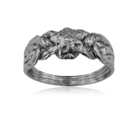 14K Solid White Gold Rose Puzzle Ring