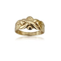 14K Solid Yellow Gold 4 Band Puzzle Ring