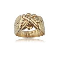 14K Solid Yellow Gold 8 Band Puzzle Ring