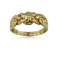 14K Solid Yellow Gold Rose Puzzle Ring