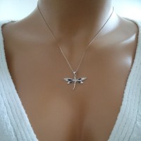 14K White Gold Butterfly Necklace