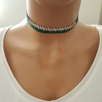 925K Sterling Silver Baguette Choker Necklace 