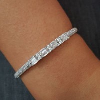 925K Silver Bangle Baguette Bracelet