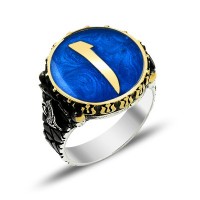 925K Silver Carved Embossed Handmade Ottoman Tugra Elif Islamic Men Ring