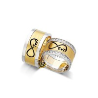925K Silver Custom Initial Infinity Wedding Band Ring Set
