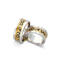 925K Silver Custom Initial Infinity Wedding Band Ring Set