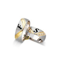 925K Silver Custom Initial Wedding Band Ring Set