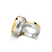 925K Silver Custom Love Initial Wedding Band Ring Set