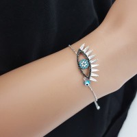 925K Silver Turkish Black Evil Eye Lash Bracelet