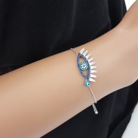 925K Silver Turkish Blue Evil Eye Lash Bracelet