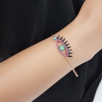 925K Silver Turkish Pink Evil Eye Lash Bracelet