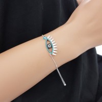 925K Silver Turkish Turquoise Evil Eye Lash Bracelet