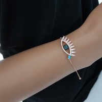 925K Silver Turkish White Evil Eye Lash Bracelet
