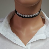 925K Sterling Silver Baguette Choker Necklace
