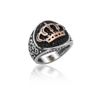 925K Sterling Silver Crown Men Ring