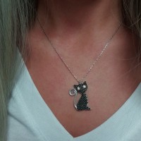 925K Sterling Silver Design Cat Necklace