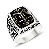 925K Sterling Silver Double Head Eagle Men Ring