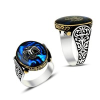 925K Sterling Silver Double Head Eagle Men Ring