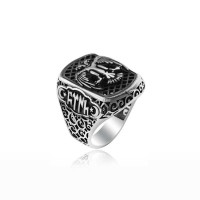 925K Sterling Silver Double Head Eagle Men Ring