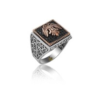 925K Sterling Silver Double Head Eagle Men Ring