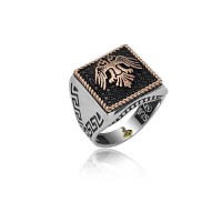 925K Sterling Silver Double Head Eagle Men Ring