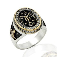 925K Sterling Silver Double Head Eagle Men Ring