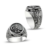 925K Sterling Silver Handmade Ottoman Tugra Men Ring